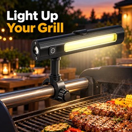 Rechargeable COB LED Work Flashlight for BBQ Grilling & Camping – 7 Lighting Modes, Magnetic Base & 360° Rotating Clamp