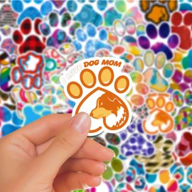 Paw Print Stickers, Dog Paw Prints Stickers Pack, 50Pcs Colorful Decals Graffiti, Funimost Vinyl Waterproof for Water Bottle Skateboard Luggage Laptop Computer Phone Scrapbooking, Cute Stickers for