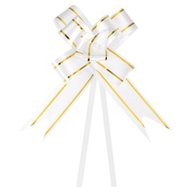 M METERXITY 100 Pack Gift Pull Bows - Basket Gift Wrap Bow Golden Thread Style Christmas Bows Gifts Bow Bulk Apply to Birthday Party (3.3inch White)