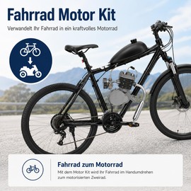 LKHDONG 80cc 2-Stroke Bicycle Engine Kit Petrol Engine with CDI Ignition Type, Bicycle Engine Petrol for 26/28 Inch V-Frame Bicycles, Engine Single Cylinder Air-Cooled