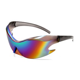 FEISEDY Futuristic Sunglasses, Fashion Alien Y2K Wrap Around for Women Men B4135