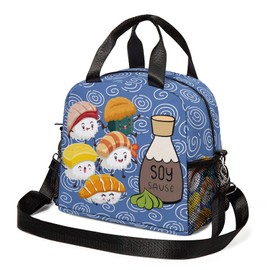 WLRUEZN Sushi Insulated Lunch Box for Women,Reusable Cute Sushi Lunch bags For Adult,Portable Insulated Lunch Tote Bags For Work Picnic Camping Travel