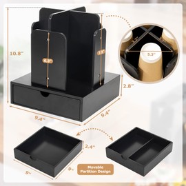 Vilaxing Coffee Station Organizer for Countertop, Coffee Bar Accessories and Organizer,4 Compartment Disposable Cup and lid Dispenser storage basket for coffee pod straw,Bamboo (Black)