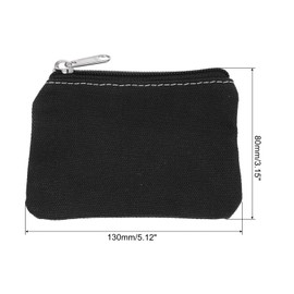 PATIKIL 3" x 5" Coin Purse Pouch, Change Purses Small Organizer Bags with Zipper Canvas for Home, Black
