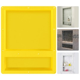 Modern Home Hotel Bathroom 16"x20" OEM Custom ABS Waterproof Recessed Double Compartment Tile-in Shower Storage NicheColor: Yellow