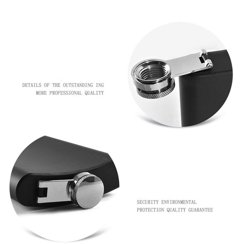 ToBeIT Stainless Steel Hip Flask in Matte Black, 8 oz,