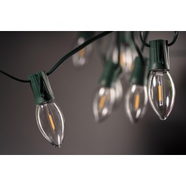 Formosa Lights C7 25ft Indoor/Outdoor Clear LED Christmas String Lights/Patio Lights with 25 Bulbs | 120V, 0.6W