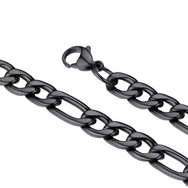 FaithHeart Women's Men's Necklace, 3 mm/5 mm/8 mm Stainless Steel Figaro Chain in in Silver/Black/Gold, Classic Figaro Chain Necklace 45 cm-75 cm Long, Chains for Birthday, Father's Day, Christmas, Stainless Steel