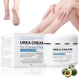 Crema Hidratante para Pies, 50g Urea Crema,Urea Cream para Pies con ácido SalicíLico, Crema para Pies, Alivia la piel seca y Agrietada.
