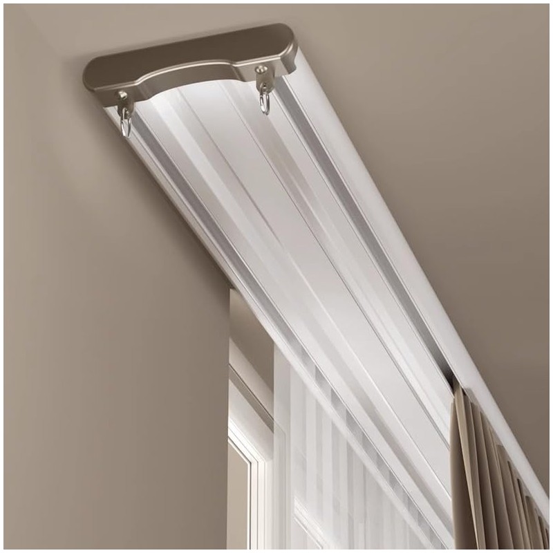 Silent Double Curtain Track Ceiling Mount 6'/8'/10'/12'/15', Wide 4" White