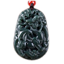 c1lint7785631 - Collar con colgante de tropas de dragón y brava, color verde natural, tallado a mano