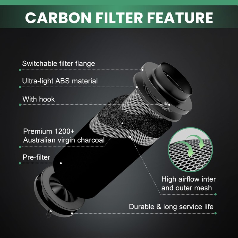 4 Inch Air Carbon Filter, with Australia Virgin Charcoal Smell