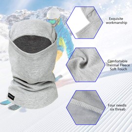 KOOLSOLY Ski Mask Balaclava Cold Weather Warm and Fleece Face Mask Neck Warmer Full Face Mask for Men&Women Grey
