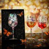 SiliFine 4 Pcs Butterfly Hand Painted Wine Glasses with Long