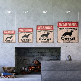 Corgi Vintage Security Sign Area Patrolled pet Dog Gag Funny Gift Patrol Vet Breeder Gift Rigid Plastic | Indoor/Outdoor | 10" Wide