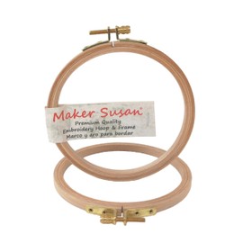 Maker Susan 4" Wood Embroidery Hoop, Round Beechwood Cross Stitch Hoop with Adjustment Brass Screw, Cross Stitch Hoops and Frames, Suitable for Embroidery, Craft Sewing (4 inch)