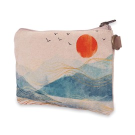 Cott N Curls Scenic Wristlet Wallets for Women - 4.7" x 8" Handcrafted Womens Wallet, 100% Cotton Canvas with Leather Strap, Wristlet Purses for Women, Durable Wristlet Wallet