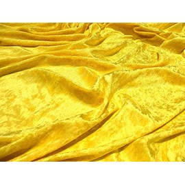 Crushed Velvet Velour Fabric Material - Canary Yellow, 1Mtr - 150cmx100cm