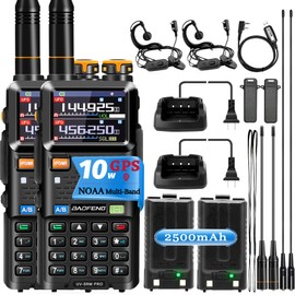 BAOFENG Radio UV-5RM PRO GPS: Ham Radio Handheld 10W Ham Radios Long Range 5RM PRO with GPS, 2500mAh Battery Rechargeable Multi-Band BAOFENG Radio with Programming Cable,Type-C Port, 2 Pack