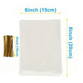 100 Cellophane Bags - 15x20 cm Food Cookie Bags, Clear Packaging for Gifts, Parties & Holidays