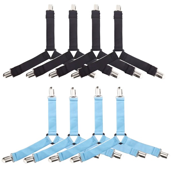 lacitycover Adjustable Triangle Elastic Bed Sheet Fasteners, 8 Pieces Mattress