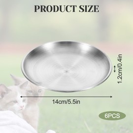 Pack of 6 Flat Cat Bowls, Stainless Steel Feeding Bowl, Cat Bowl, Cat Plate, Cat Bowl, Stainless Steel, Cat Bowl, Cat Feeding Bowl, Flat for Drop-Resistant and Easy to Clean