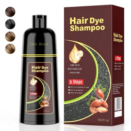 KAISASA Dark Brown Hair Dye Shampoo 3 in 1Argan Herbal Hair Color Shampoo Cover
