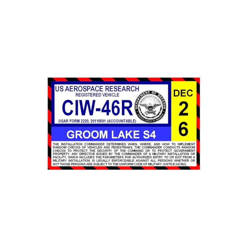 2026 Groom Lake AFB Area S4 Parking Decal (Area 51)