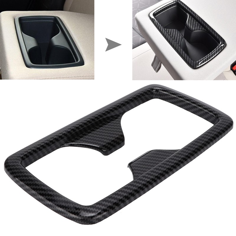 Rear Water Cup Holder Panel Frame Trim Carbon Fiber Style