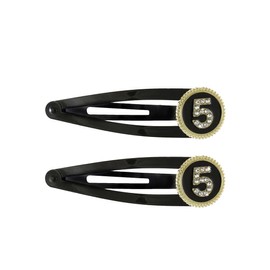 Righe e Pois - Paar Strass Haarspangen Design N5 gold schwarz 6 cm 2er Set Damen Mode Haarspangen Haarspangen - 10-209