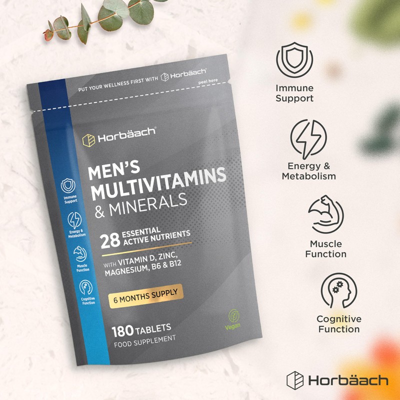 Multivitamin Tablets for Men | 180 Count | 28 Essential