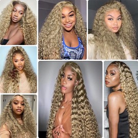 24 26 28 inch Blonde Bundles Human Hair #22 Deep Wave Bundle Ash Blonde Human Hair Bundles #22 Wet and Wavy Bundle