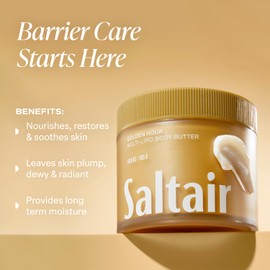 Saltair Multi-Lipid Body Butter - Rich, Nourishing Hydrating Body Cream with Ceramide Complex, Coconut Oil, Shea Butter, and Sea Buckthorn. Moisturizing Dry Skin Care. 10oz Jar - Golden Hour