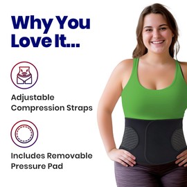 Hernia Belt for Men or Women - Plus Size Abdominal Binder Post Surgery Tummy Tuck Support Belts for Umbilical Hernias, Inguinal, Navel Belly Hernias, Hysterectomy, Postpartum Stomach Pad (XXL)