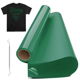 Raqieman Plotter Film Textile Green, 30.5 cm x 305 cm, Flex Film Plotter Textile Rolls with Hooks, Easy to Cut & Weeding, Heat Tansfer Vinyl Iron On Film for DIY Textile Printing (Green)