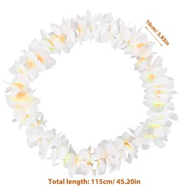 ABOOFAN 4 Pcs Hawaiian Headpiece Thicken Artificial Flower Headband Necklace Bracelet Hawaiian Garland Tropical Beach Party Fancy Decors (White) Hawaii Party