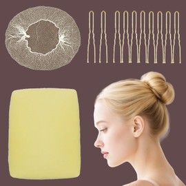 100Pcs Hair Net and Pin Set - 50Pcs 20" Invisible Mesh Hair Nets and 50Pcs U Shaped Bobby Pins for Dance, Food Service, Styling (Blonde)