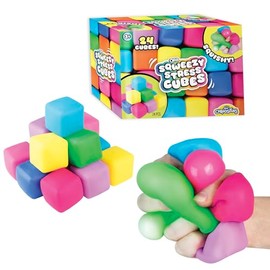 ORB - Paquete de 24 cubos de estrés fáciles de sqweezy, cubos blandos coloridos, bolas de estrés para apretar y aplastar, inquietos para la ansiedad, alivio del estrés, recompensas en el aula