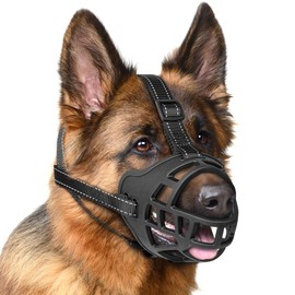 EcoEarth - Dog Muzzle - for Extra Large Sized Dogs - Black - Soft Basket Muzzle with Adjustable Strap - Breathable Mouth Guard for Biting, Barking, Chewing - Great for Training, Grooming and Walking