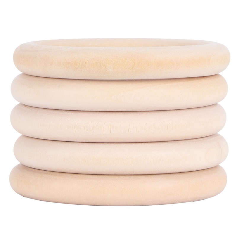 20Pcs Wood Baby Natural Teething Rings DIY Jewelry Circle Pendant