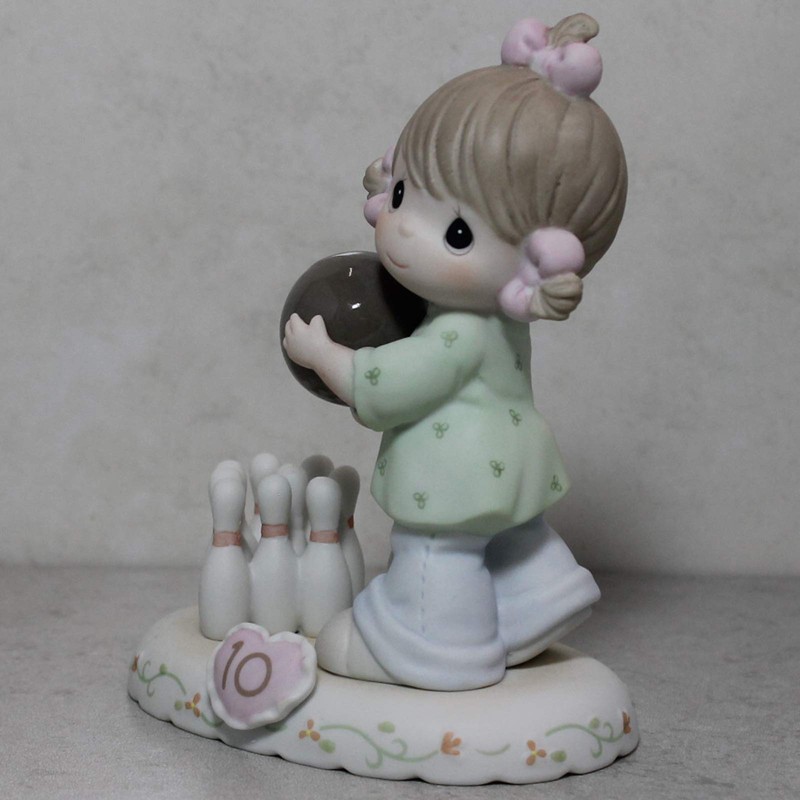 Precious Moments Brunette Girl Bowling Age 10 Figurine