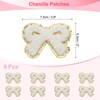 sourcing map 8 Pcs White Bow Chenille Patches, Iron on