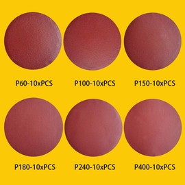 TPmax 60 PCS 150mm NO-Hole PSA Aluminum Oxide Sanding Disc, Self Stick(10 Each of 60 100 150 180 240 400)