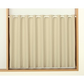 Cafe Curtain, 100% Blackout Rate, Complete Blackout Fabric, Thermal Insulation, Soundproofing, Bonding Treatment, 5346, Sand Gray IV Width 55.1 x Length 19.7 inches (140 x 50 cm), 1 Panel