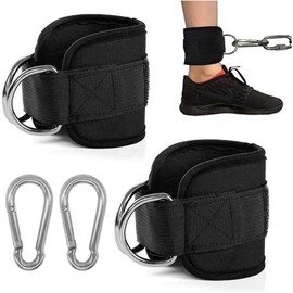 Pack of 2 Foot Loops, Cable Pull with D-Rings, Foot Cuffs and Carabiners, Foot Straps for Fitness Training, for Men and Women, Leg Extenders, Glutes and Leg Training