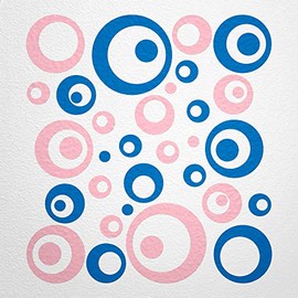 WANDfee® Wall Tattoo, Circles, Dots, 50 Stickers, Colour Choice For Children's Bedroom, Living Room, Hallway, Bathroom, Kitchen, Tile Stickers, blue