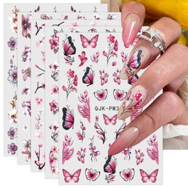 JMEOWIO 10 Sheets Flower Nail Art Stickers Decals Self-Adhesive Spring Summer Floral Nail Supplies Nail Art Design Decoration Accessories