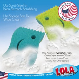 Lola Products Scrub N’ Wipe Boss, Comparable to Popular Brand but 14.4% More Volume, Firm in Cold Water/Flexible in Warm Water, Made in USA, 9 Pack