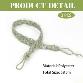 VBSYUYQ 2Pcs Green Tassel Rope Curtain Tiebacks 58cm No Drill