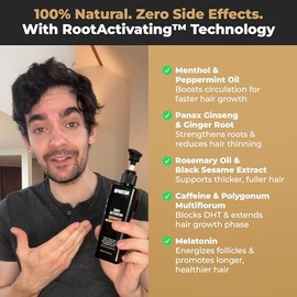 SPARTAN Champú Activador De Raíces Para Hombres: Champú Para El Crecimiento Del Cabello Para La Caída Y El Debilitamiento Del Cabello Negro